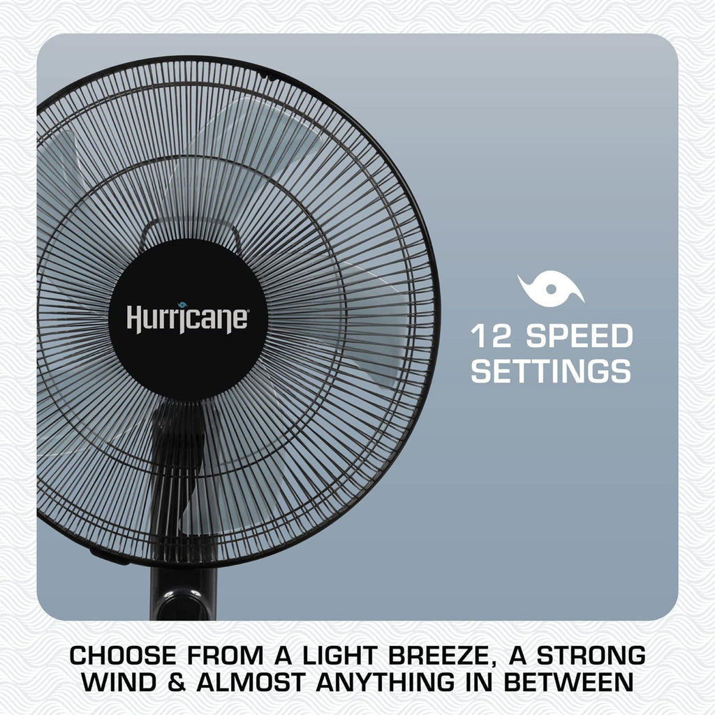 2 Pack Oscillating Pedestal Stand Fan, 12-Speed, 16", Black with Remote Control V66486