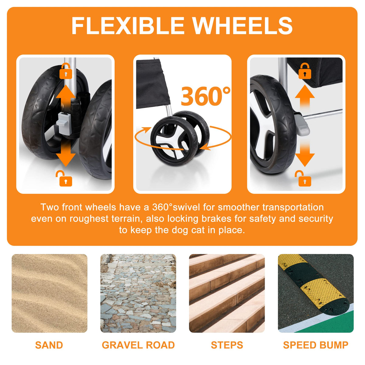 4 Wheels Foldable Pet Stroller with Storage Basket and Cup Holder R950032