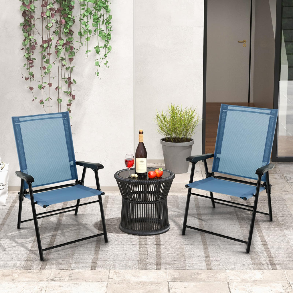 Blue Set of 2 Folding Sling Chairs E518