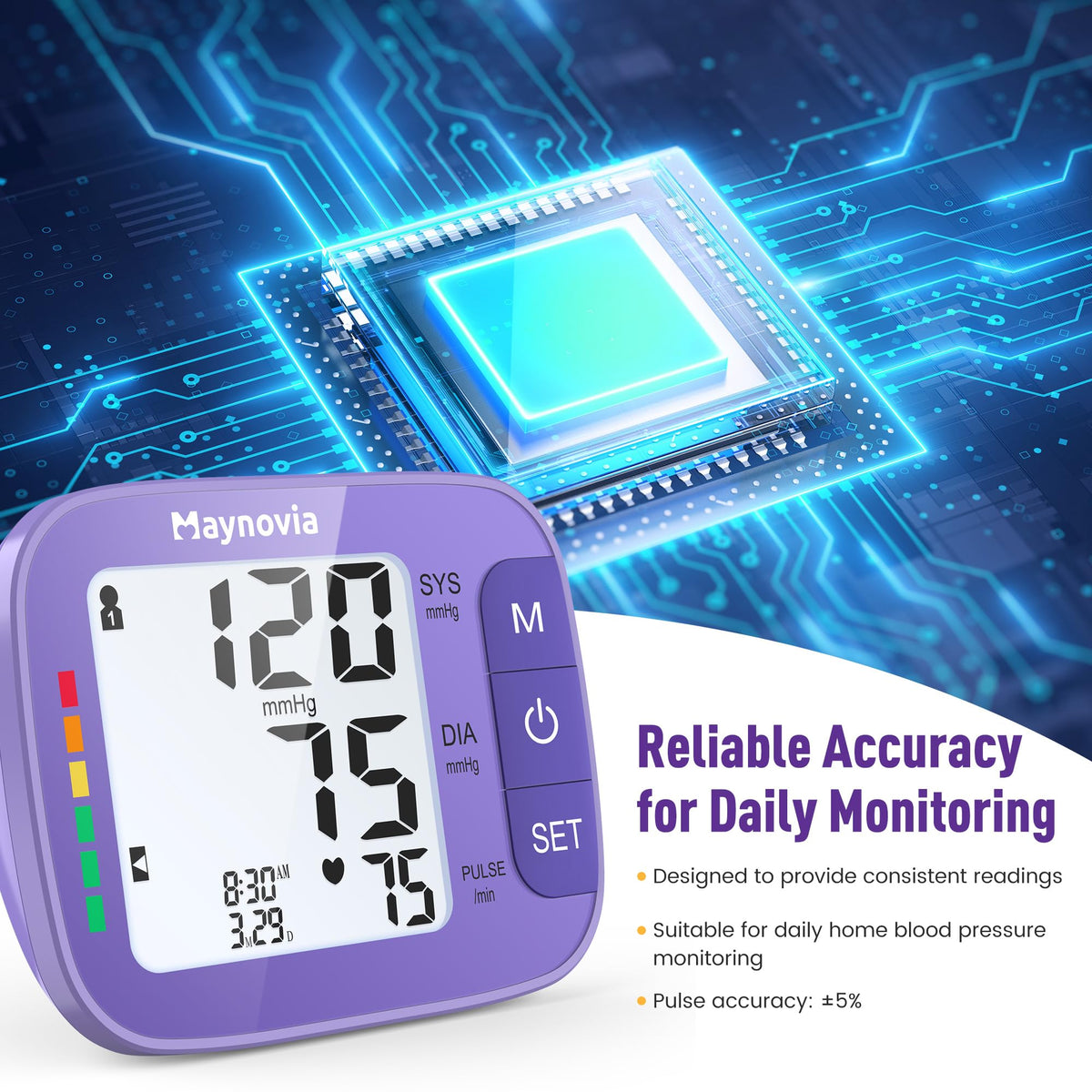 Upper Arm Blood Pressure Monitor 8.6-16.5 in Cuff Purple M678441