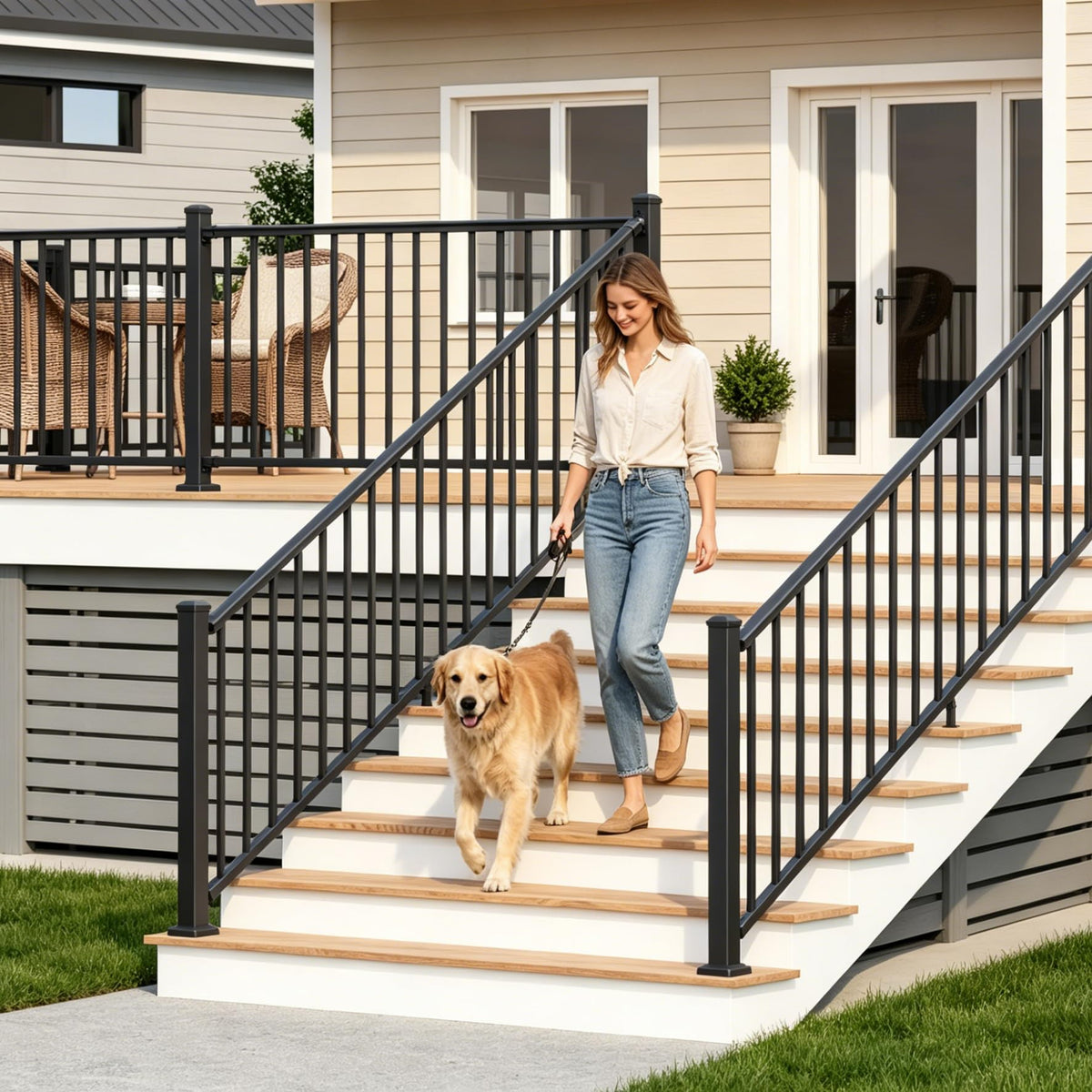 Black Aluminum Deck Railing Kit M409