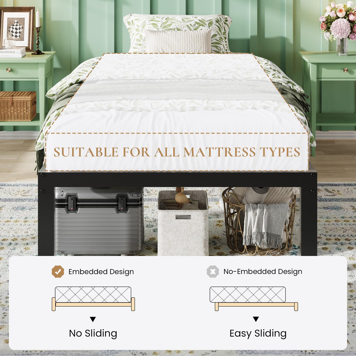 14 Inch Heavy Duty Twin Metal Bed Frame M937