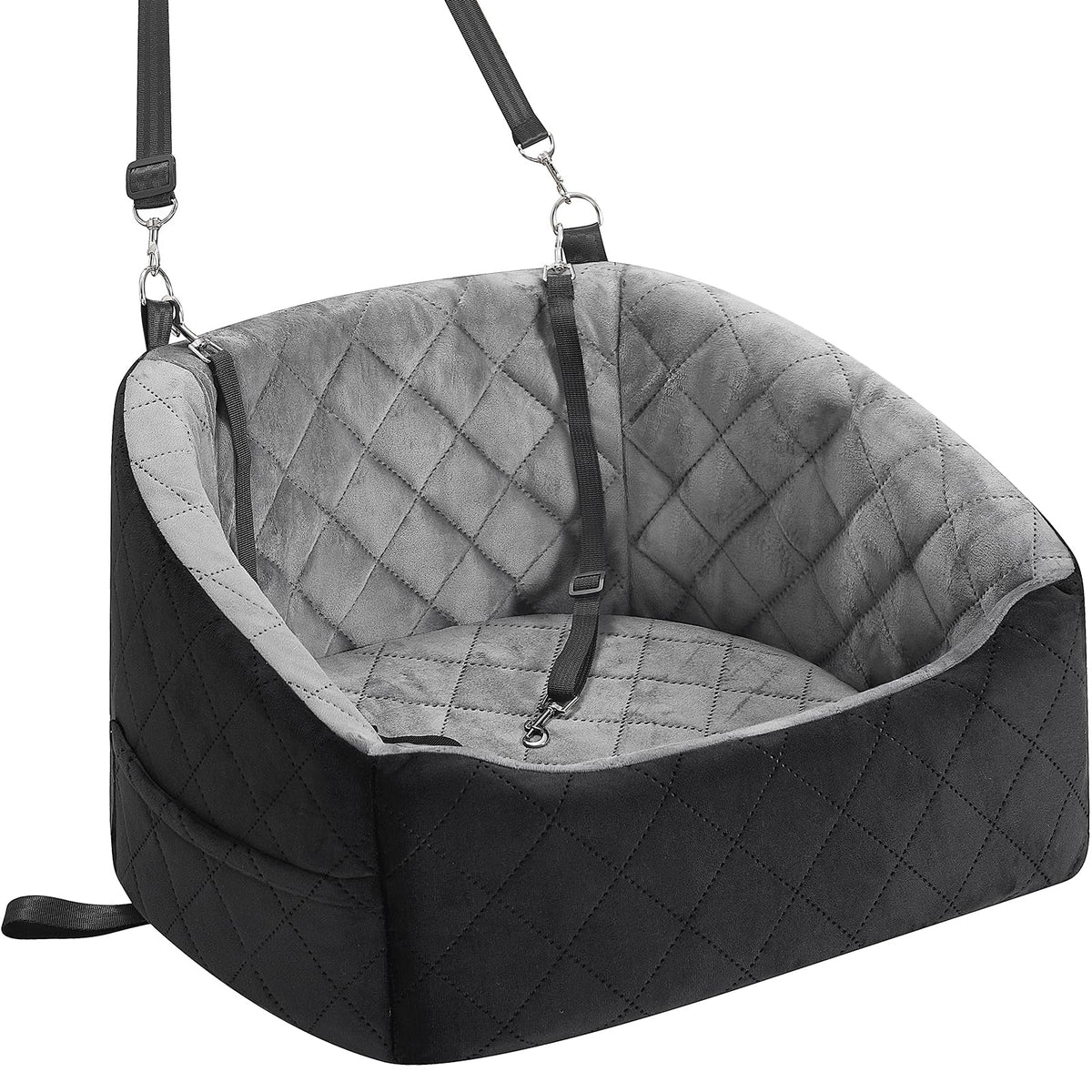 Dog Car Seat for Small Dogs Up to 30 Lbs, Grey-Black J856481