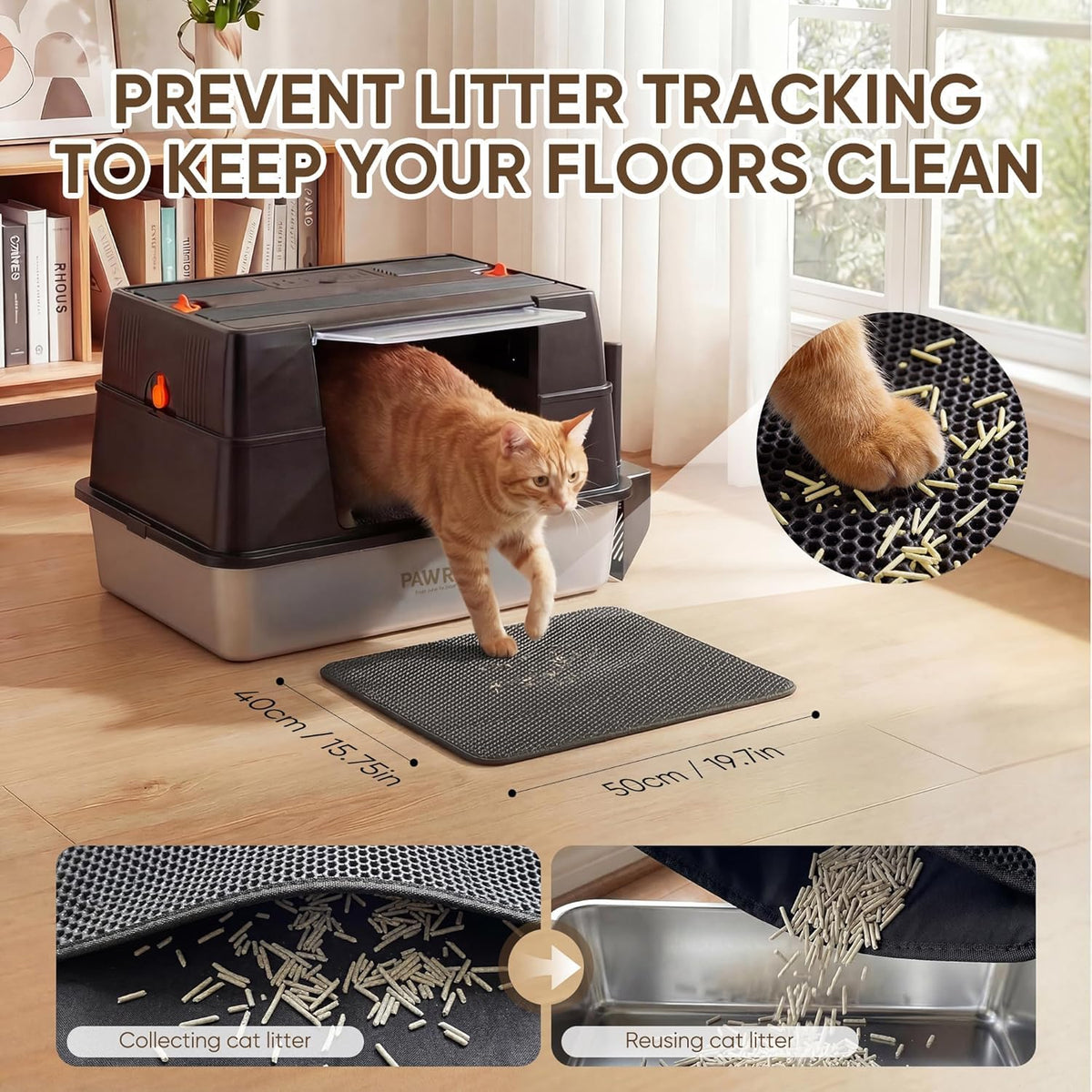XL Stainless Steel Enclosed Cat Litter Box with Flip-Up Lid Q703