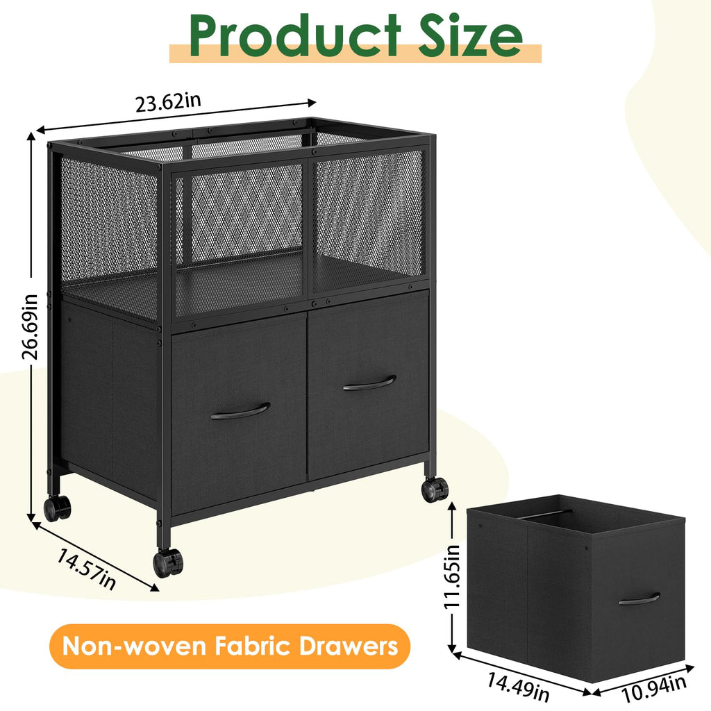 Rolling File Cart with 2 Fabric Drawers B891508