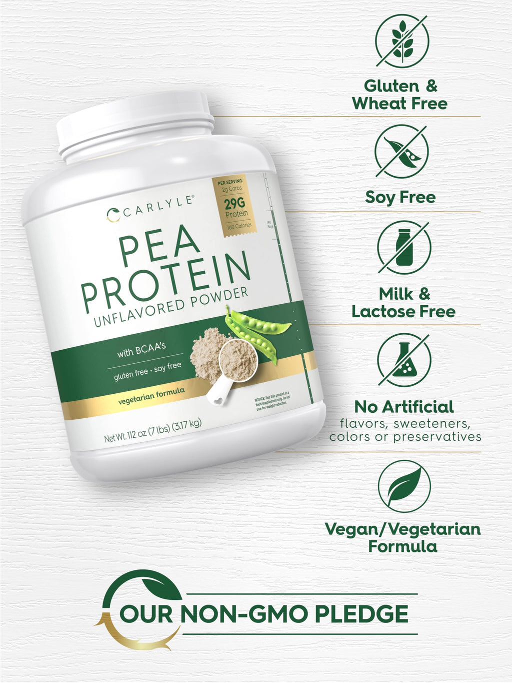 Pea Protein Isolate Powder 7lb Unflavored K3615