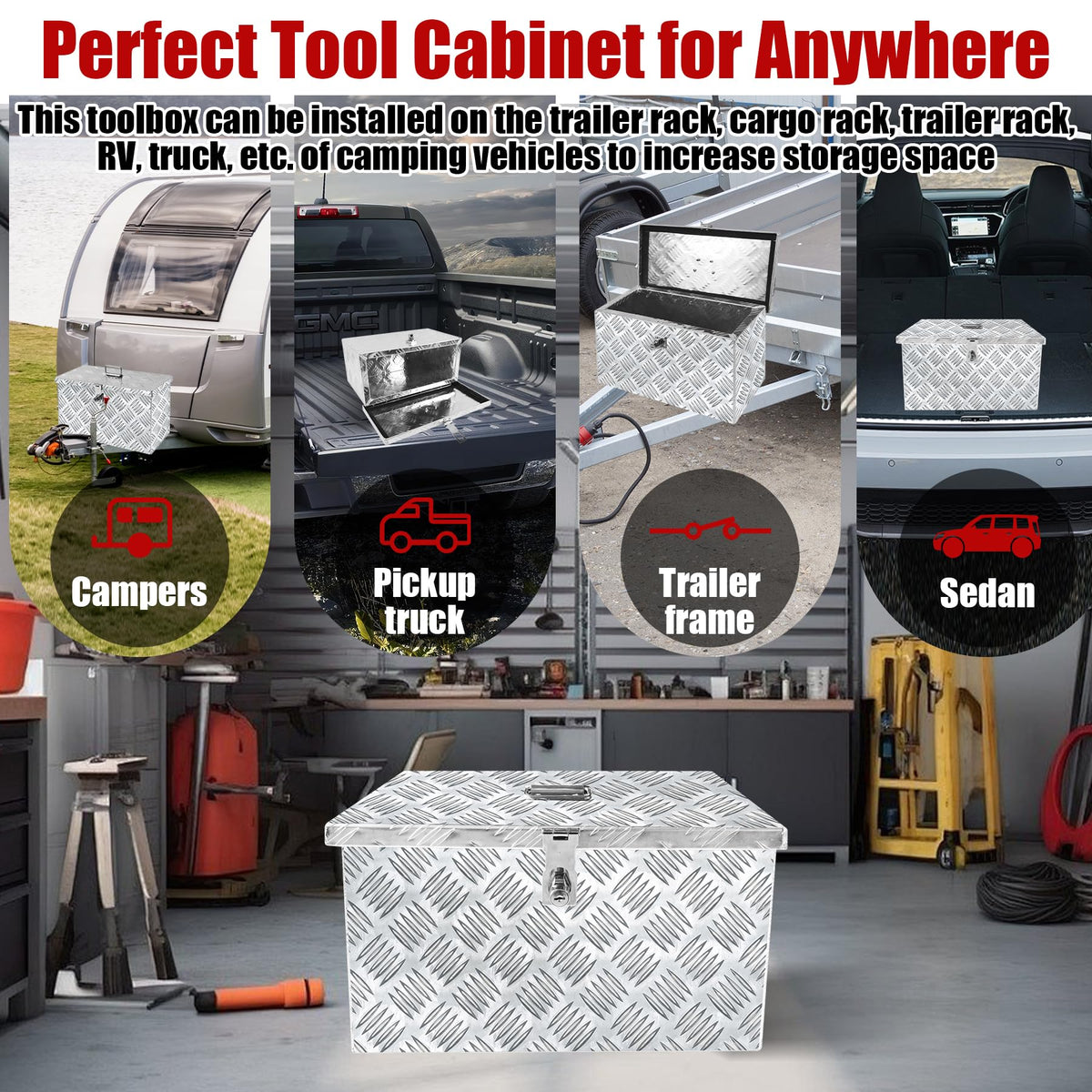 16 Inch Aluminum Waterproof Truck Tool Box with Lock and Keys R724
