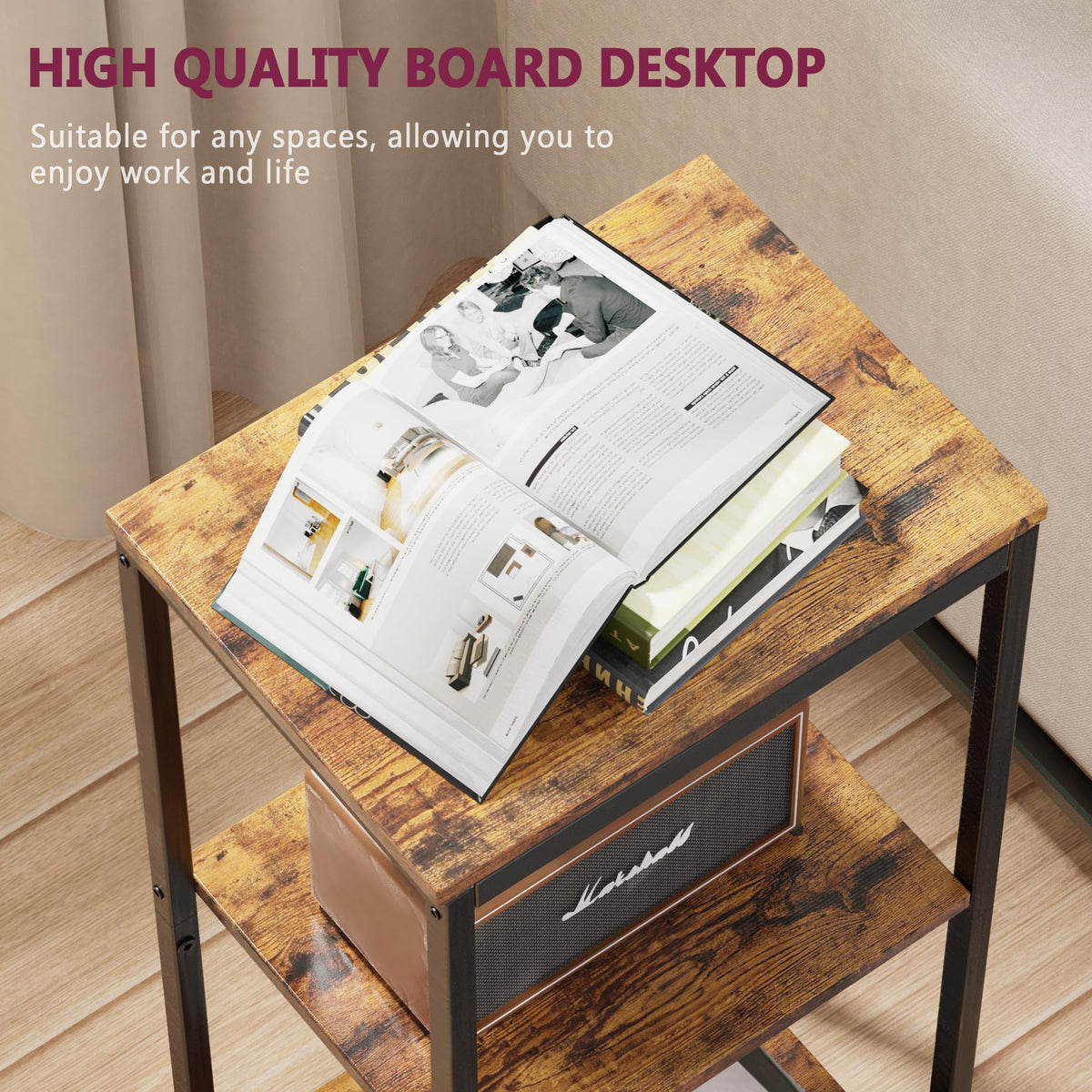 3 Tier End Table with Storage Shelves B3363