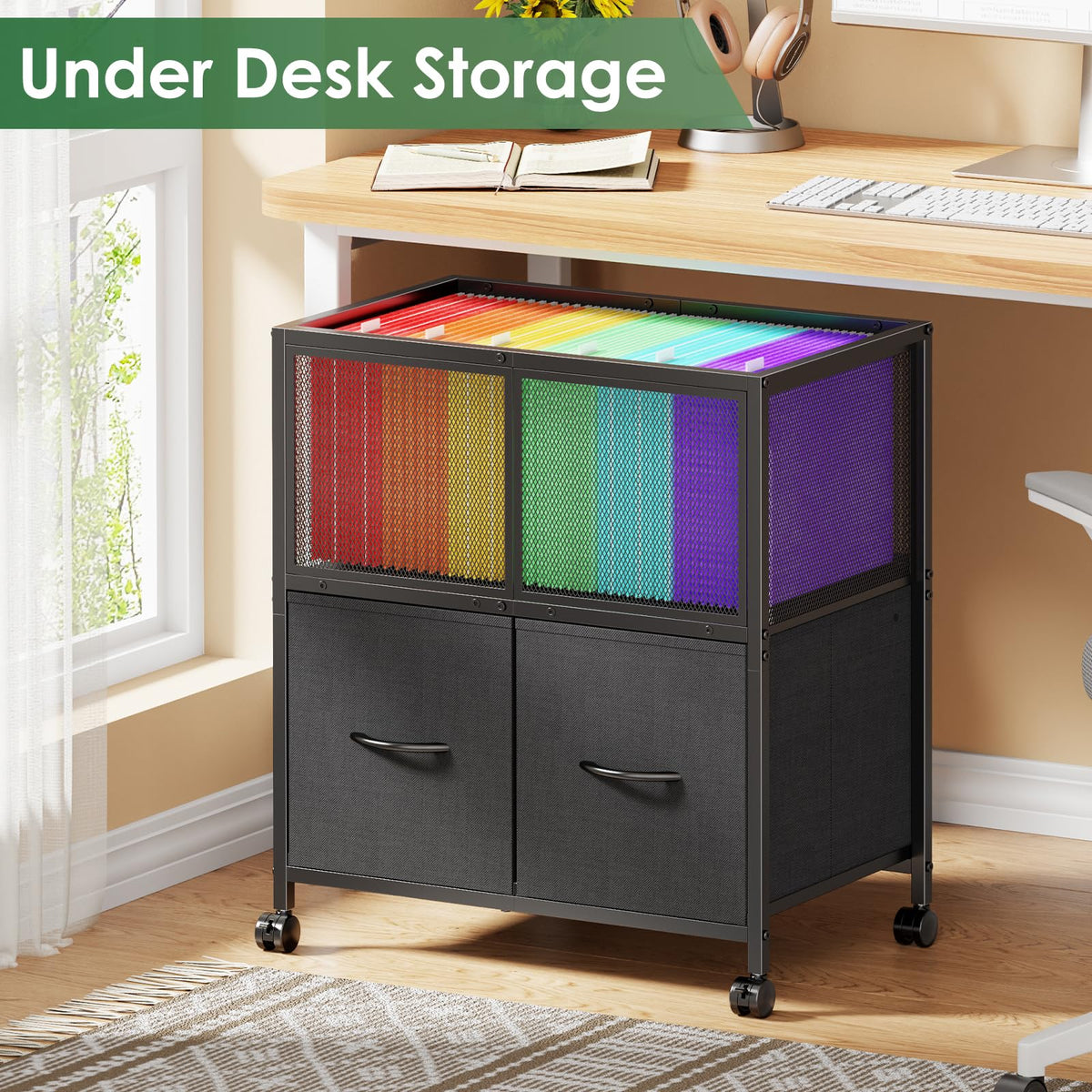 Rolling File Cart with 2 Fabric Drawers B891508