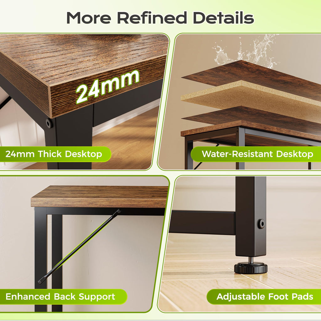 53" L Shaped Computer Desk with Outlets Y7393