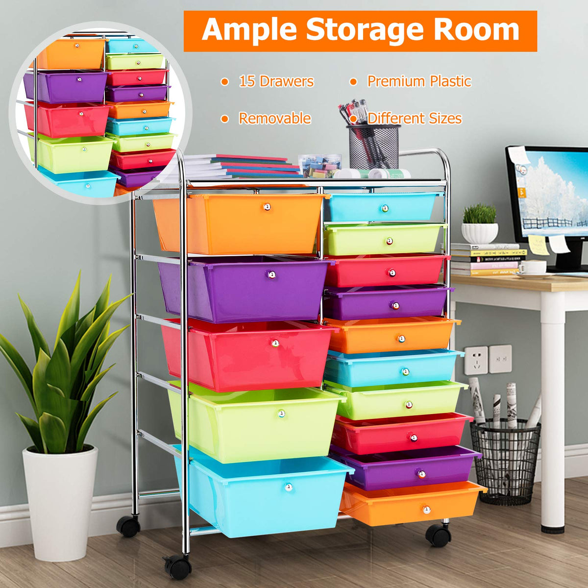 15 Drawer Rolling Storage Cart C4803