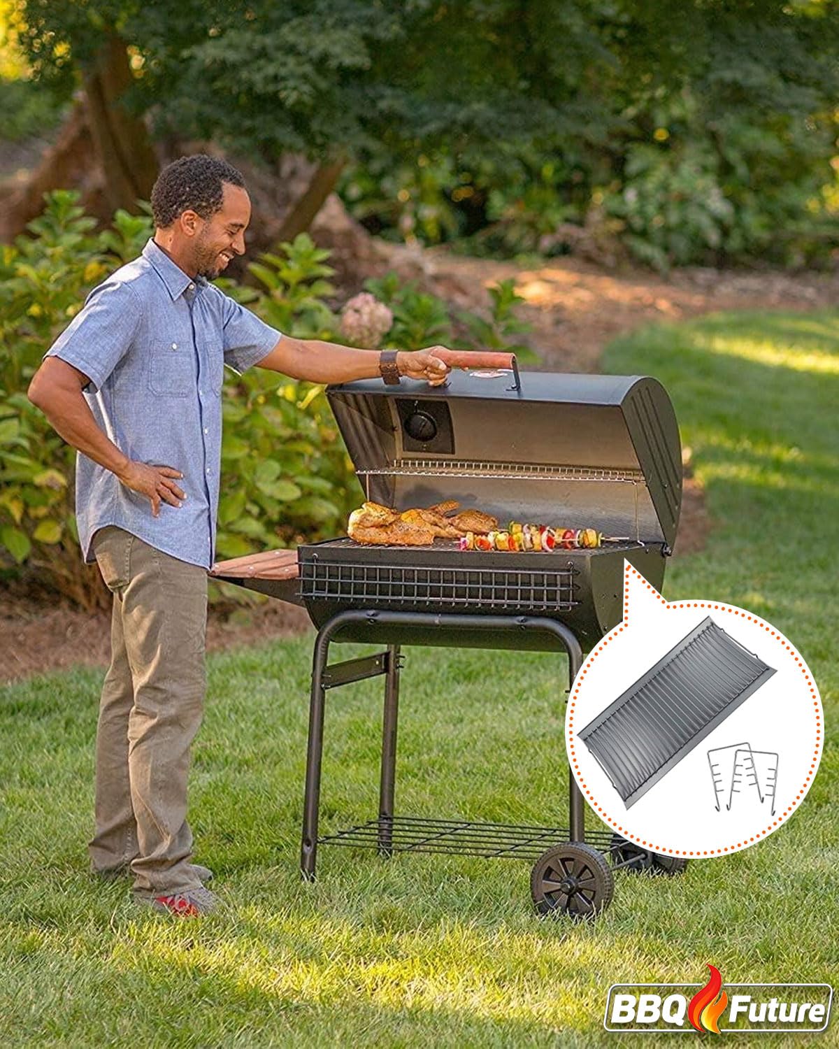 27 inch Porcelain-coated Steel Ash Pan with 2pcs Fire Grate Hanger F9576