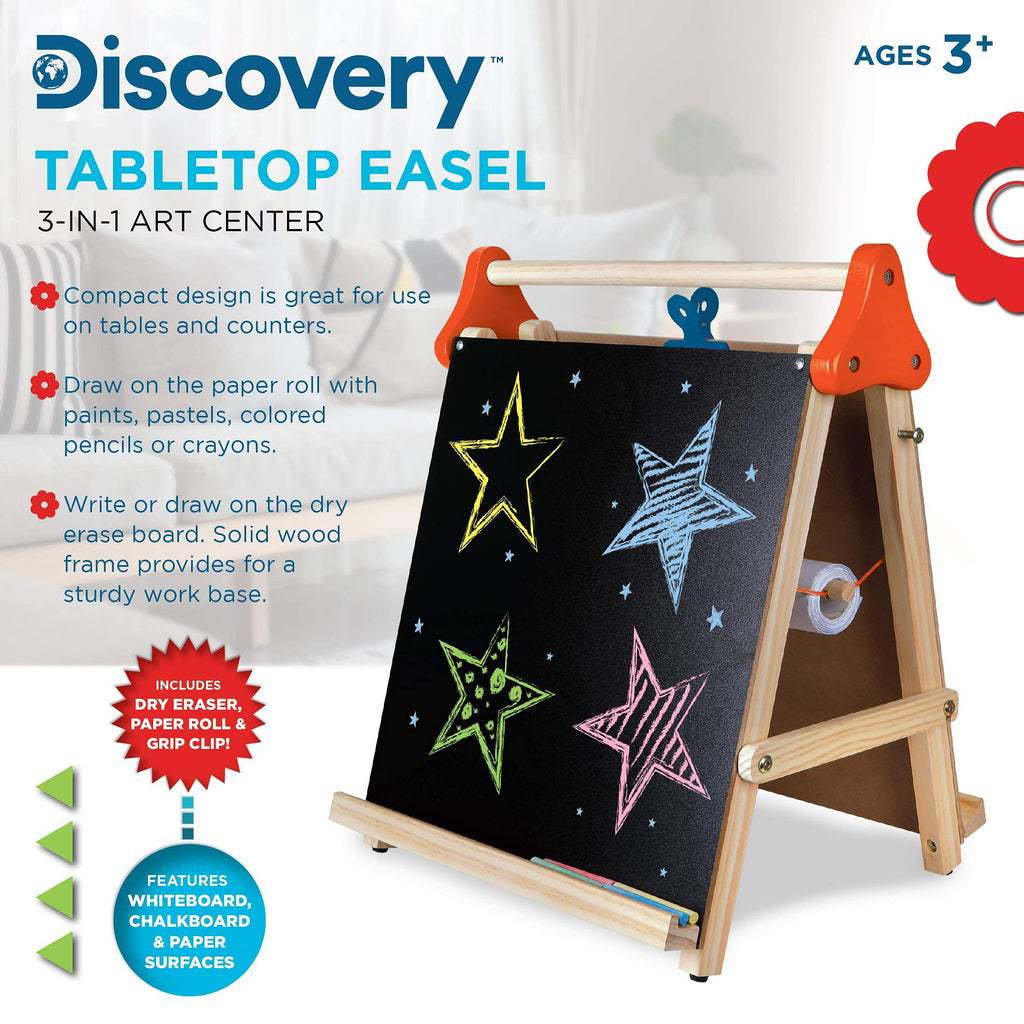 3-in-1 Tabletop Dry Erase Chalkboard Art Easel with Paper Roll Q503883