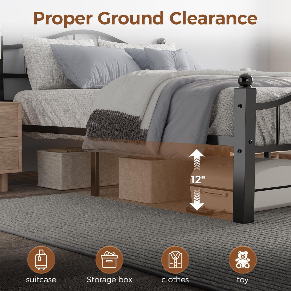 Full Size Bed Frames with Headboard T459