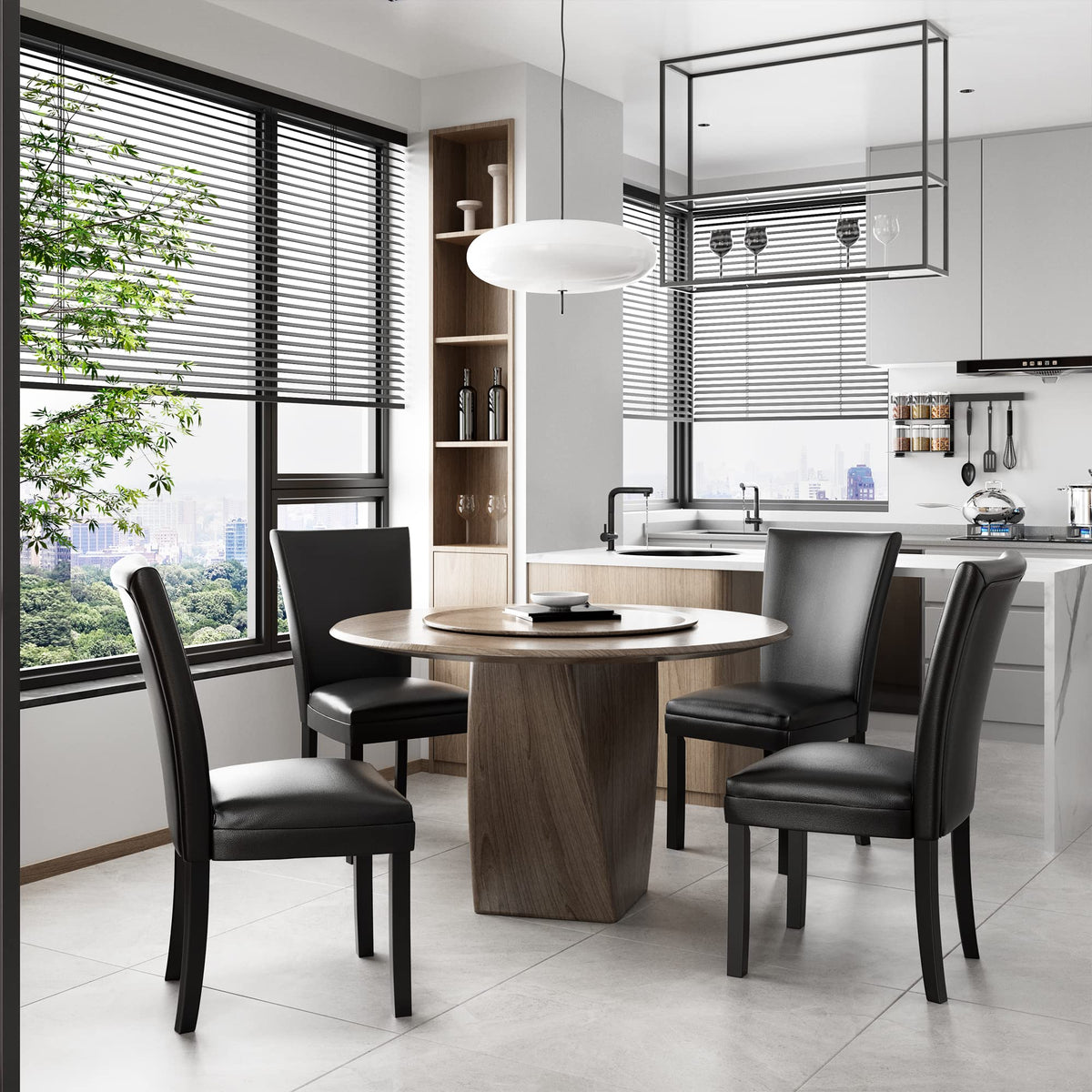 Set of 2 Faux Leather Upholstered Dining Chairs with Solid Wood Legs N827