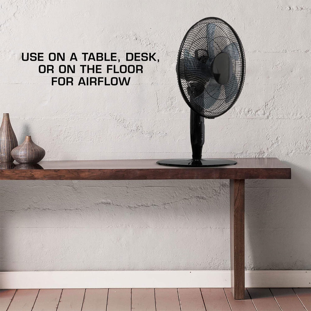2 Pack Oscillating Pedestal Stand Fan, 12-Speed, 16", Black with Remote Control V66486
