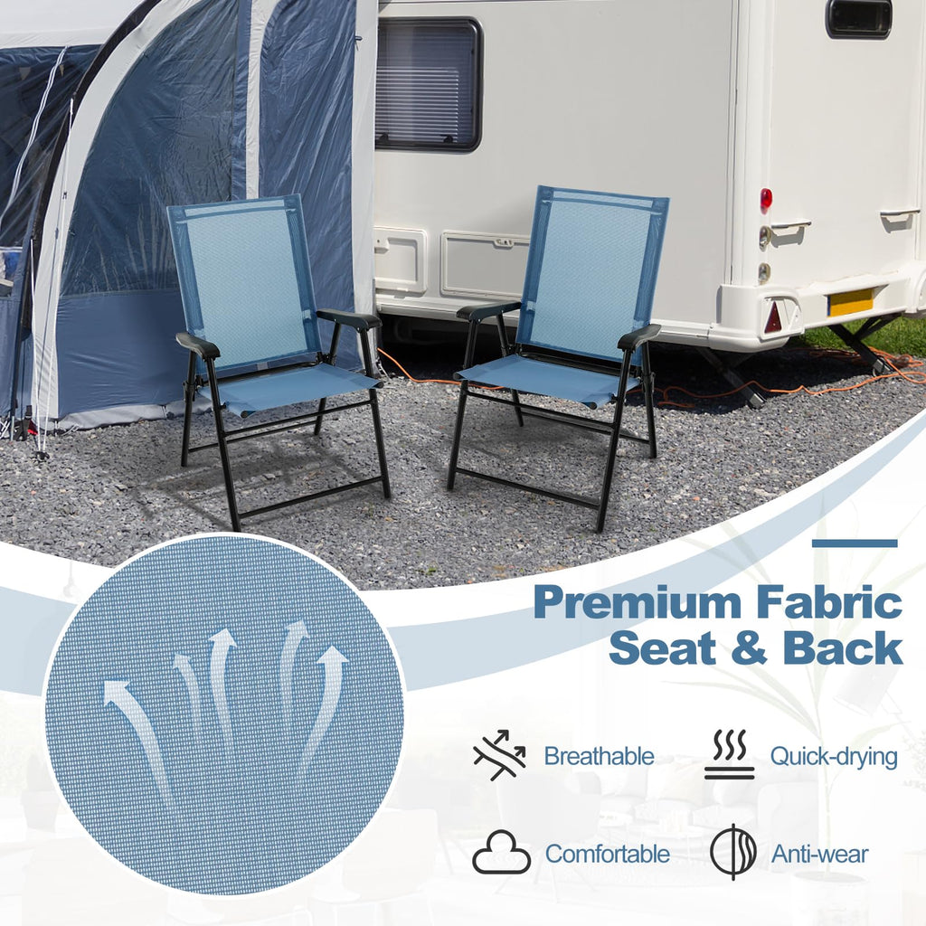 Blue Set of 2 Folding Sling Chairs E518