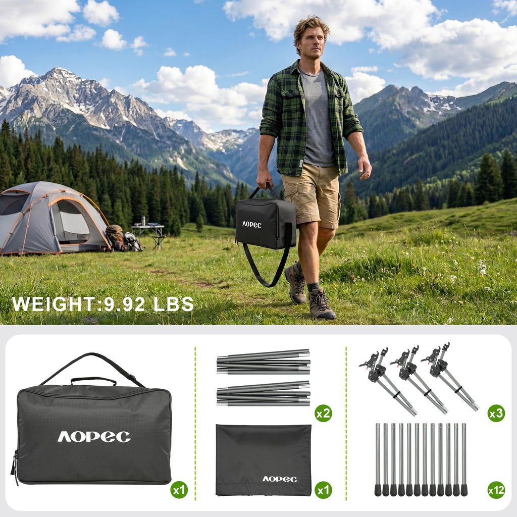 Height Adjustable Black Camping Cot O353920