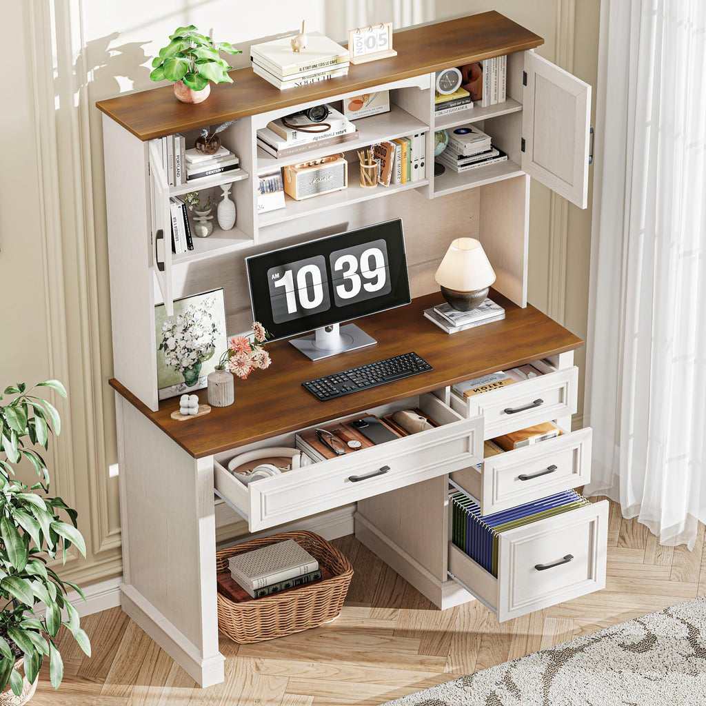 67" Executive Desk with Hutch and Charging Station W740504