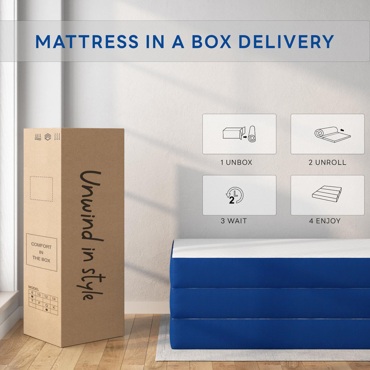 Queen 6 Inch Gel Memory Foam Trifold Mattress S930835