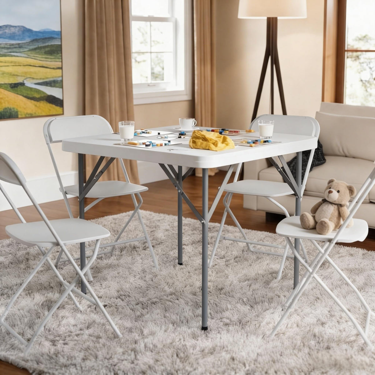 34" Square Folding Card Table White R6908