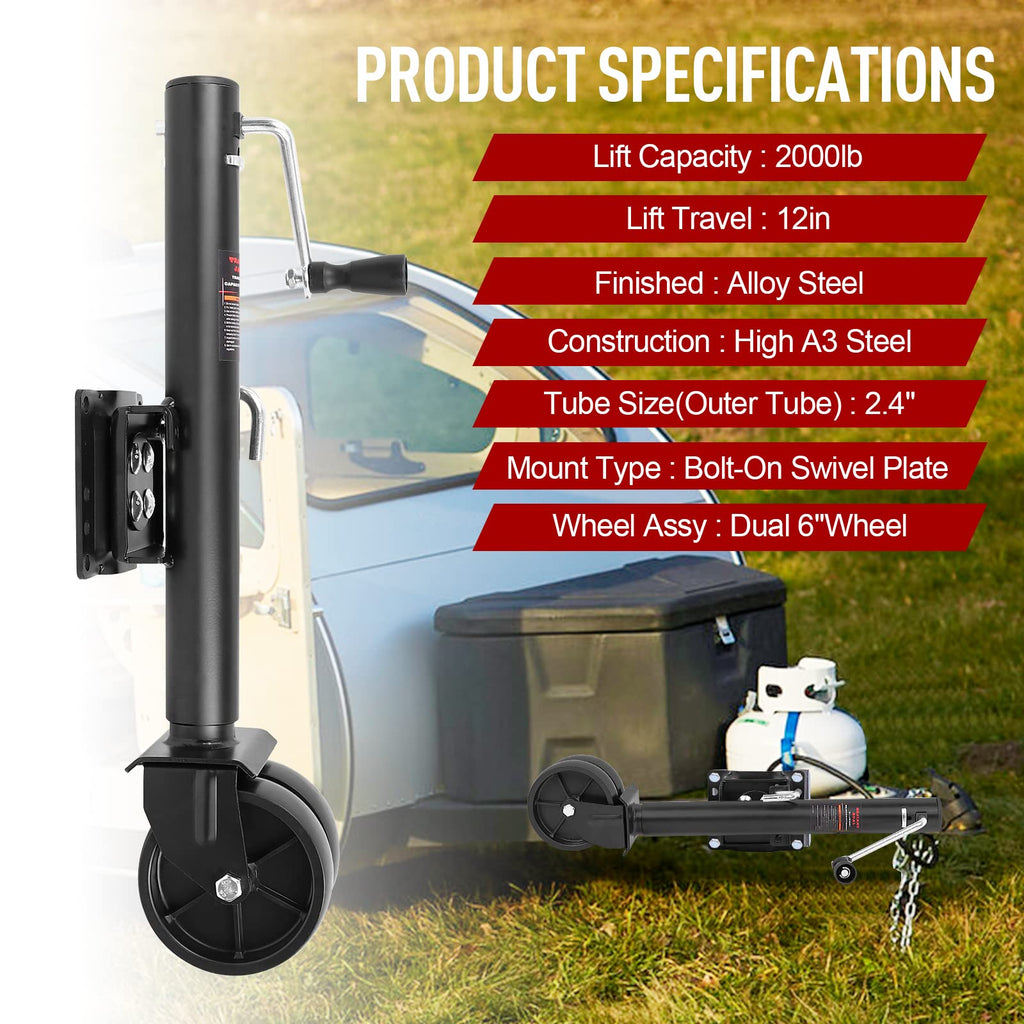 2000 lbs Dual Wheel Trailer Jack with 6" Caster Wheels G88871