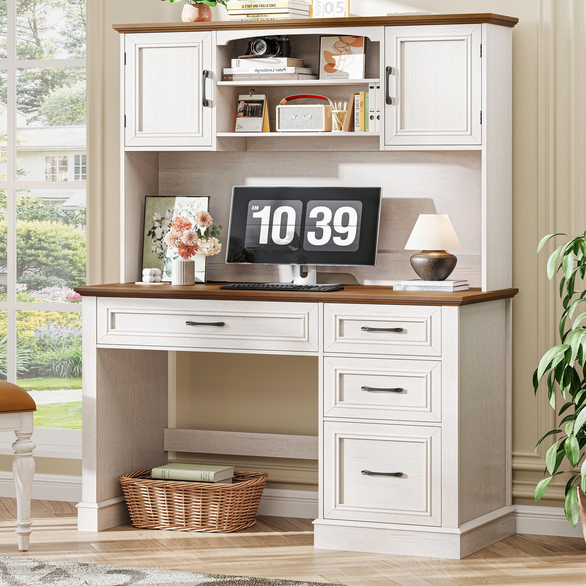 67" Executive Desk with Hutch and Charging Station W740504