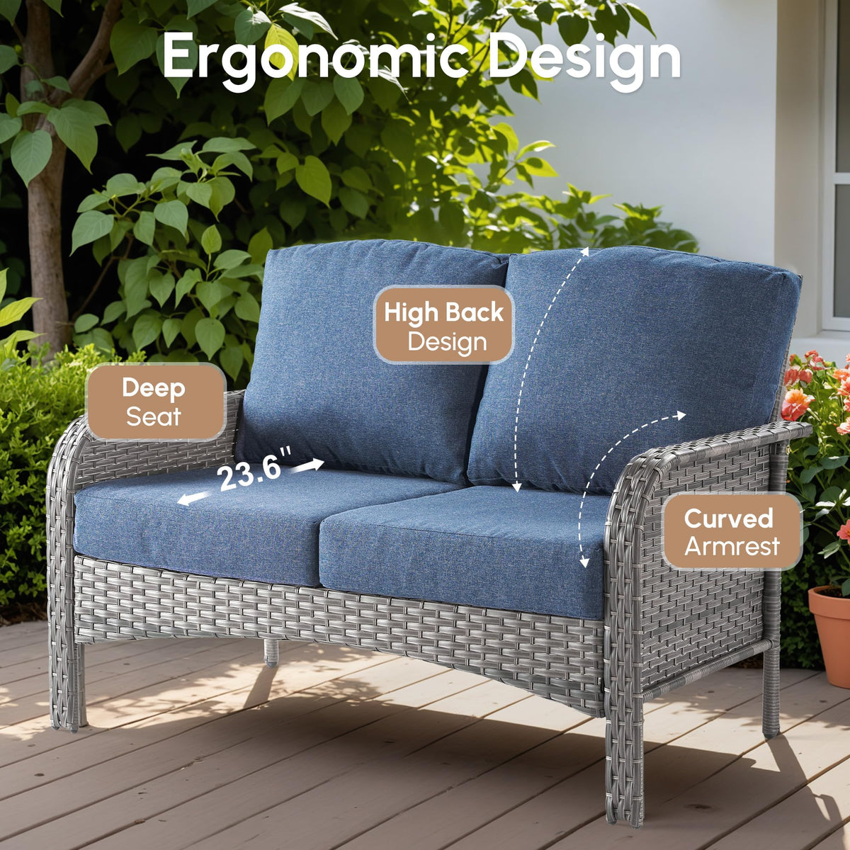 2 Pieces Blue Wicker Patio Bistro Set N2237