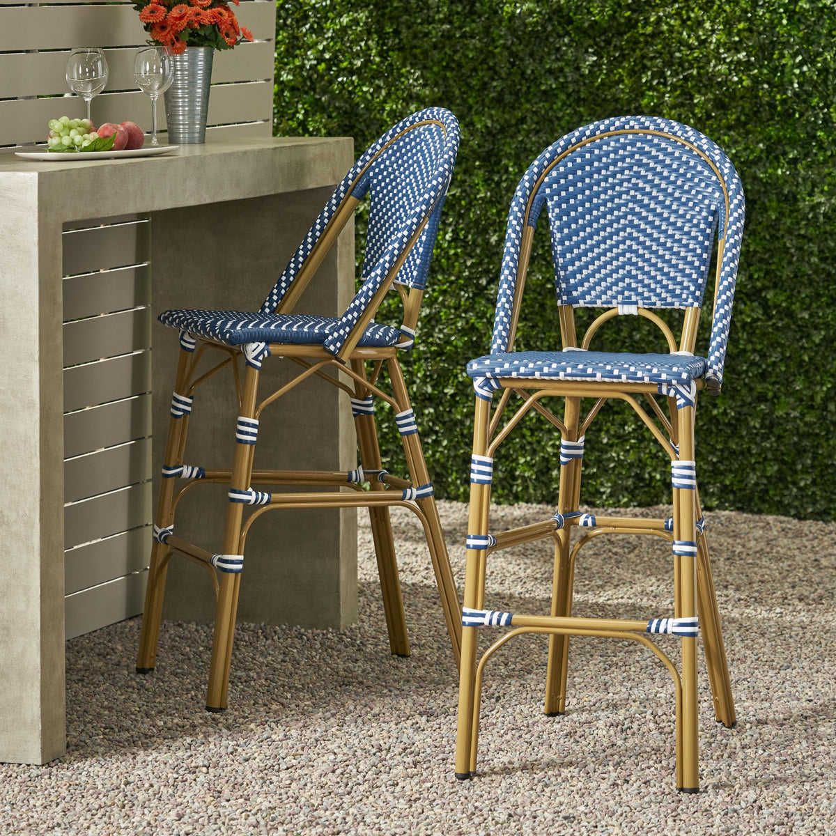 29.5" PE Rattan Bar Stool Set of 2 U457