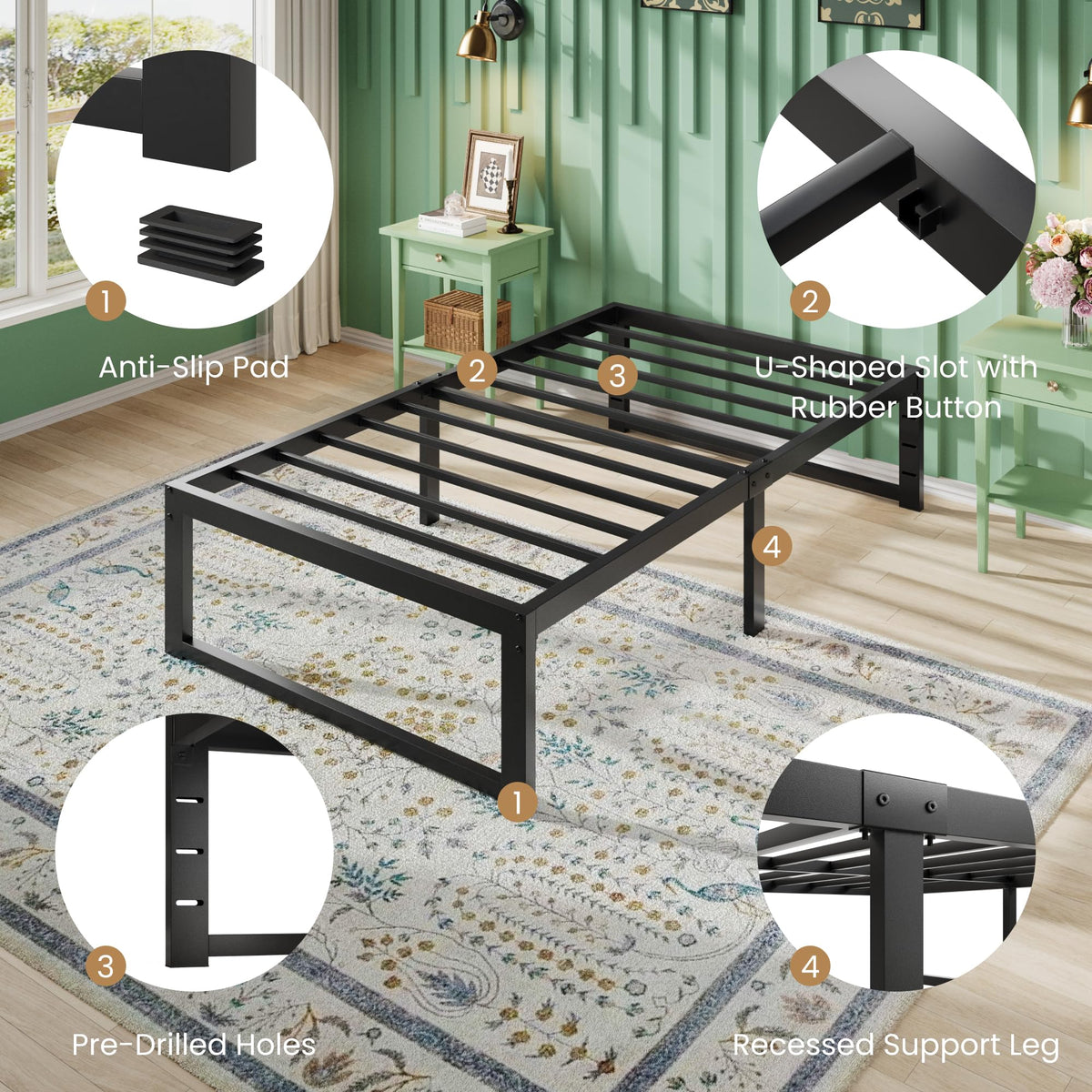 14 Inch Heavy Duty Twin Metal Bed Frame M937