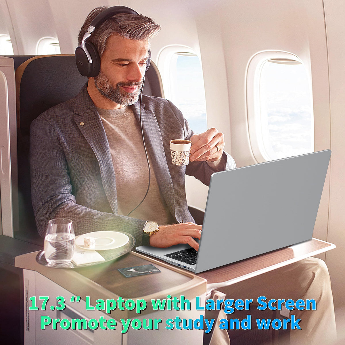 17.3" FHD IPS Business Laptop Computer, Silver U24586