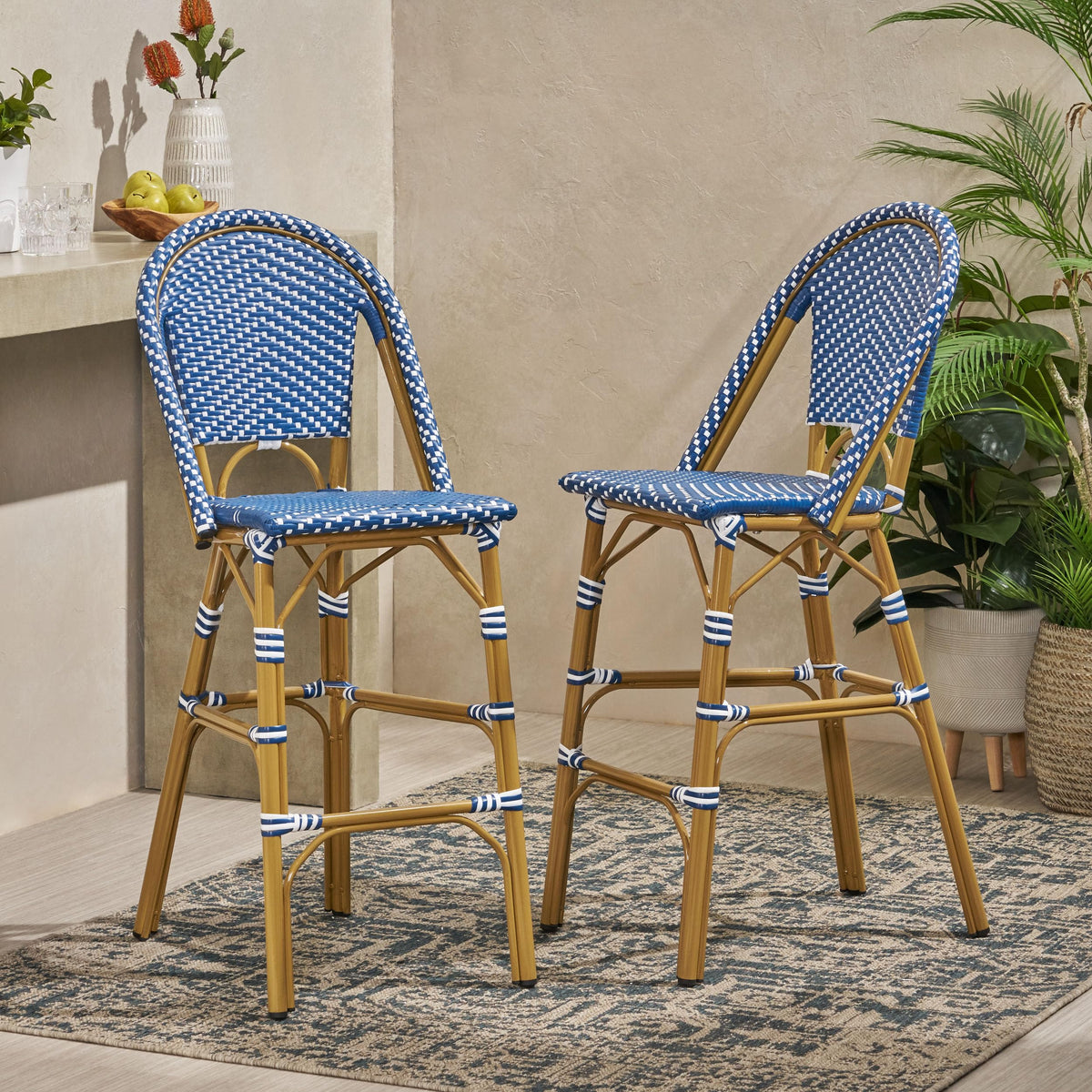 29.5" PE Rattan Bar Stool Set of 2 U457