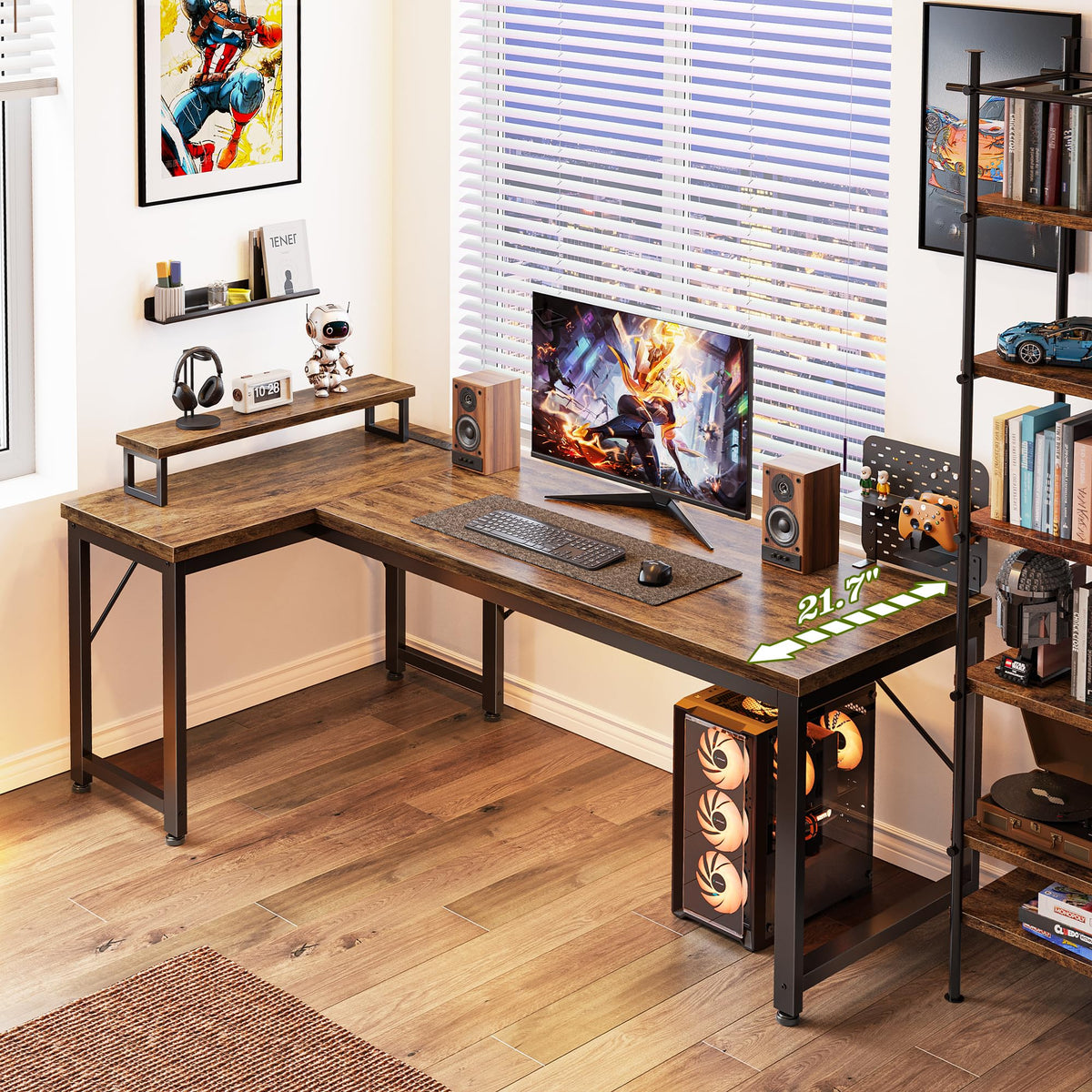 53" L Shaped Computer Desk with Outlets Y7393