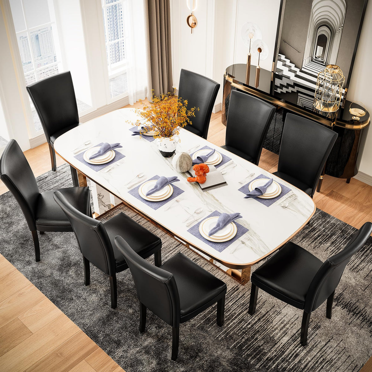 Set of 2 Faux Leather Upholstered Dining Chairs with Solid Wood Legs N827