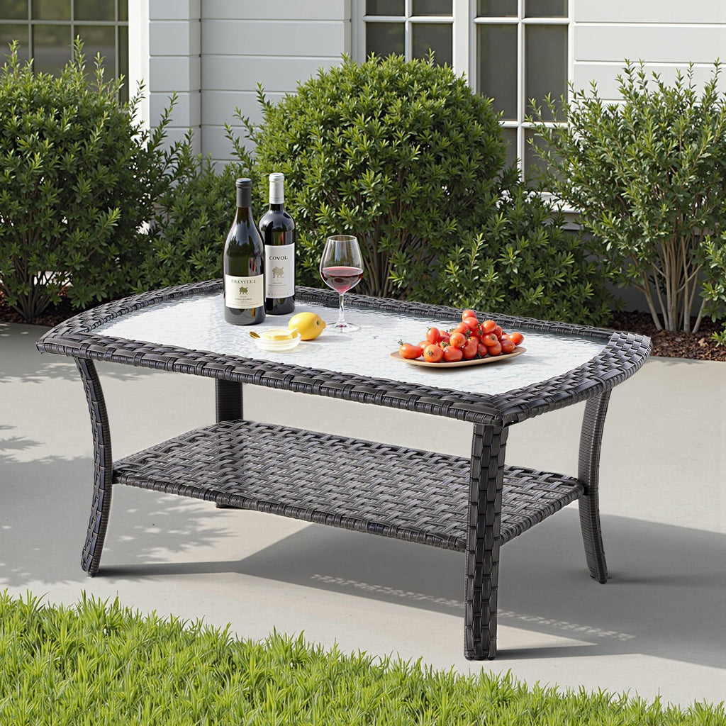 2 Pieces Blue Wicker Patio Bistro Set N2237