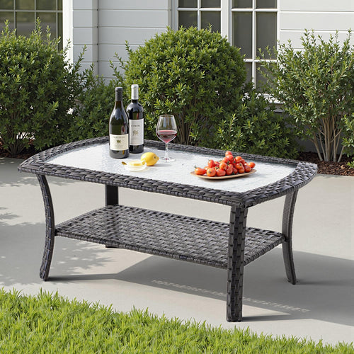 2 Pieces Blue Wicker Patio Bistro Set N2237